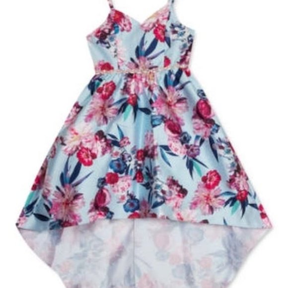 Rare Editions Big Girls Floral-Print High-Low Dress